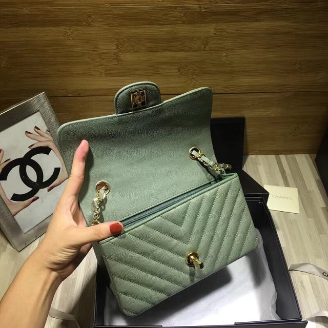 CC original grained calfskin mini flap bag A69900-3 olive