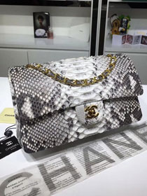 CC original python leather flap bag A01112 black&white