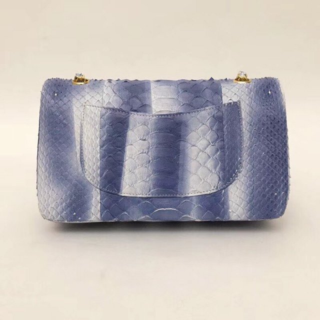 CC original python leather flap bag A01112 white&blue