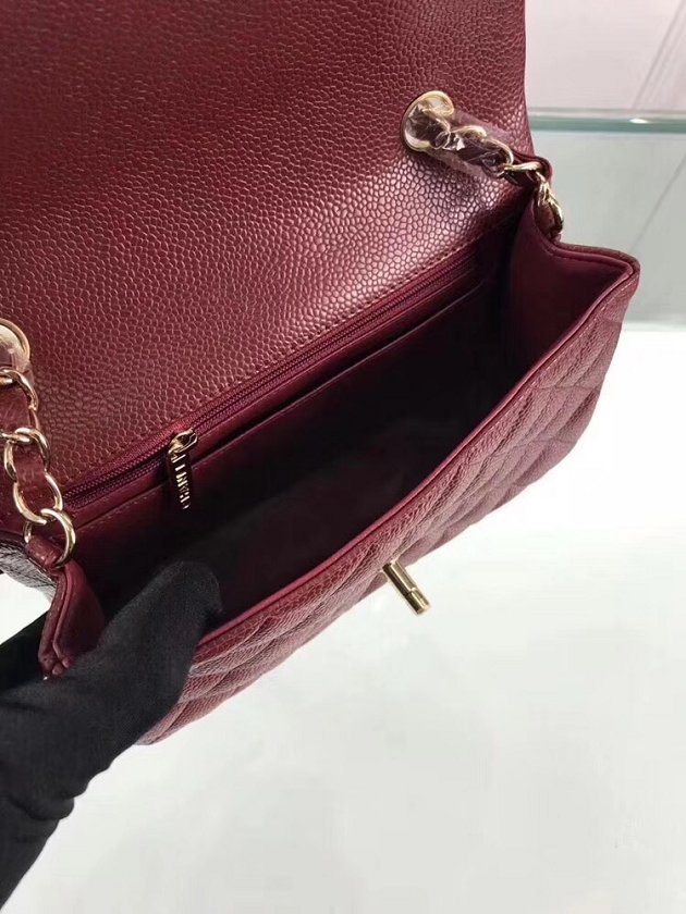 CC original grained calfskin small flap bag A69900 bordeaux