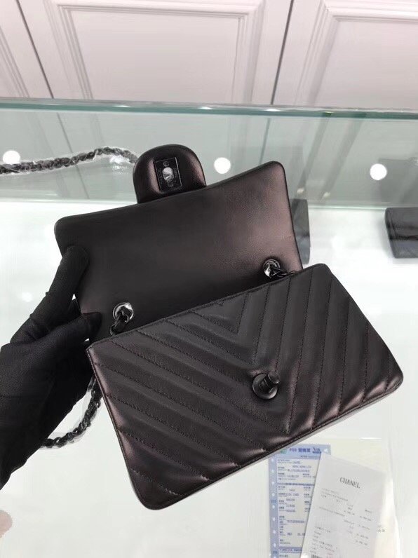 CC original lambskin leather mini flap bag A69900-4 black hardware