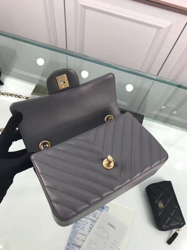 CC original lambskin leather mini flap bag A69900-4 dark gray