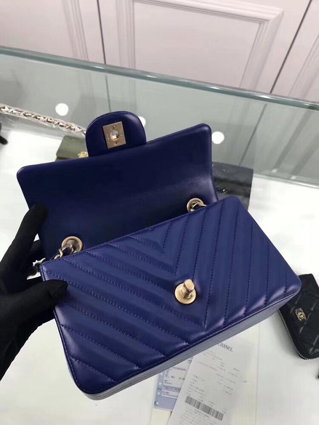 CC original lambskin leather mini flap bag A69900-4 navy blue