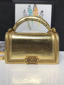 CC original python leather medium le boy flap bag 67086 gold