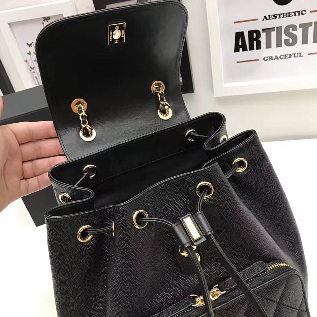 2018 CC original grained calfskin backpack A93748 black