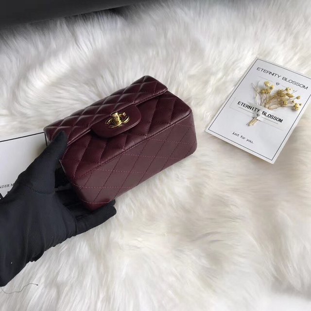 CC original lambskin super mini flap bag A35200 bordeaux