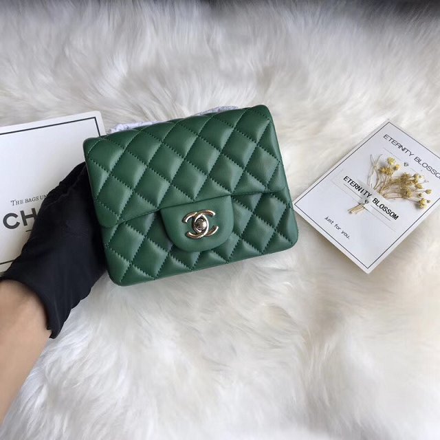 CC original lambskin super mini flap bag A35200 green 