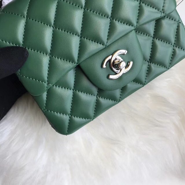 CC original lambskin super mini flap bag A35200 green 