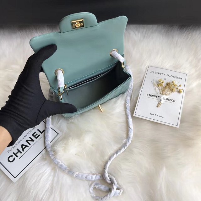 CC original lambskin super mini flap bag A35200 lake blue