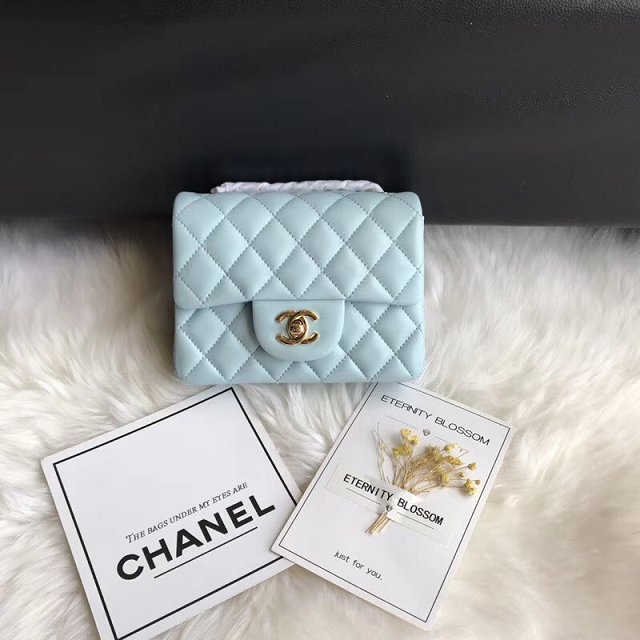 CC original lambskin super mini flap bag A35200 light blue