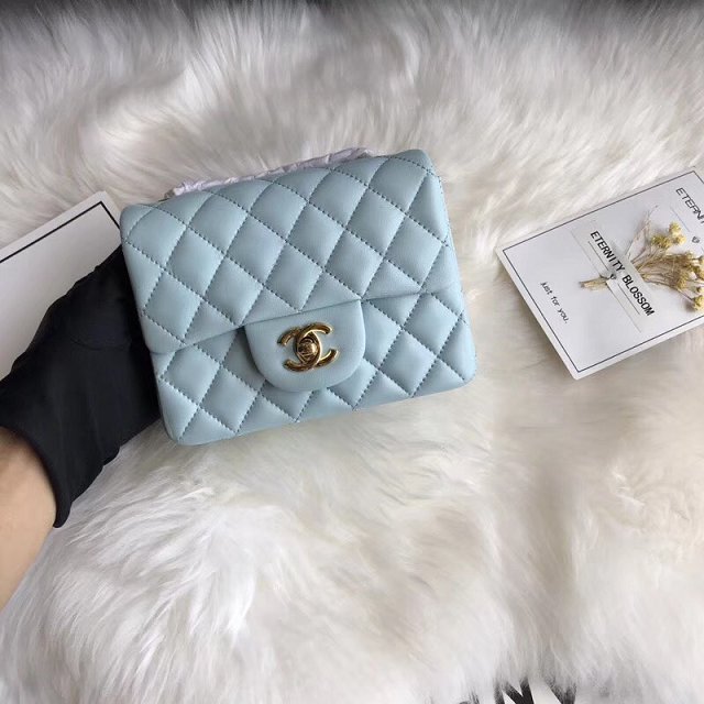 CC original lambskin super mini flap bag A35200 light blue