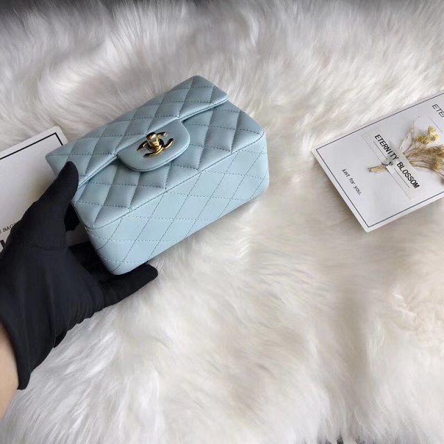 CC original lambskin super mini flap bag A35200 light blue