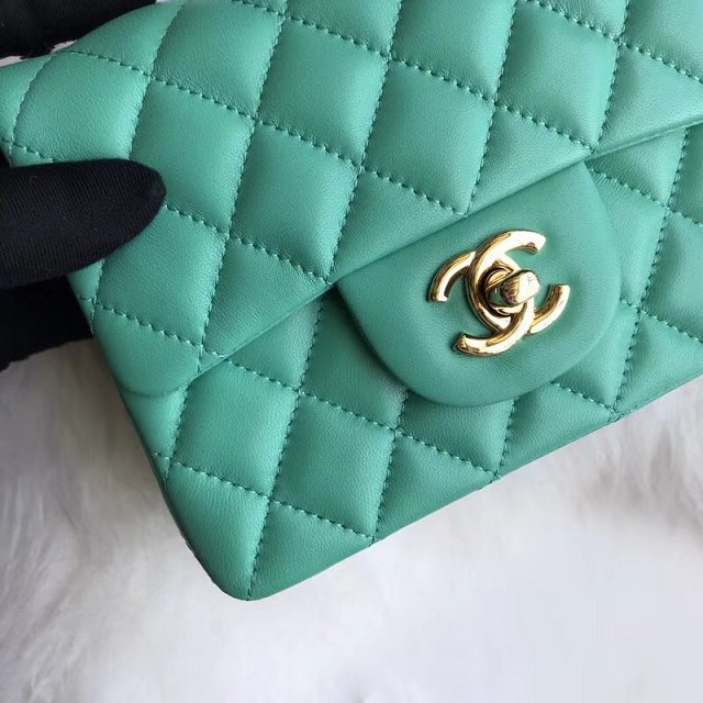 CC original lambskin super mini flap bag A35200 light green 