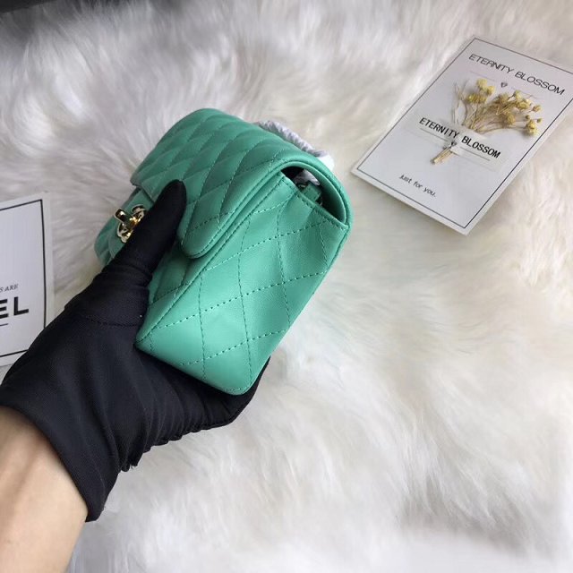 CC original lambskin super mini flap bag A35200 light green 