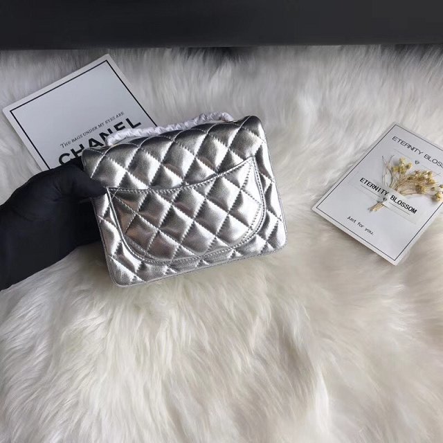 CC original lambskin super mini flap bag A35200 silver