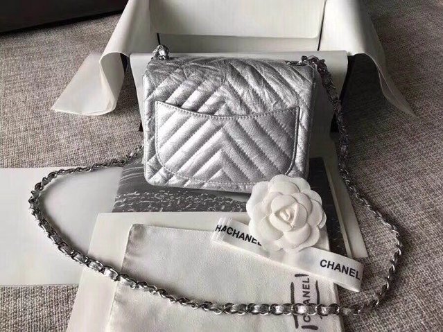 CC original lambskin super mini flap bag A35200 silver