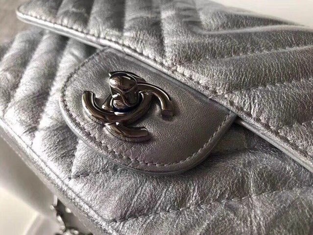 CC original lambskin leather mini flap bag A69900-4 silver