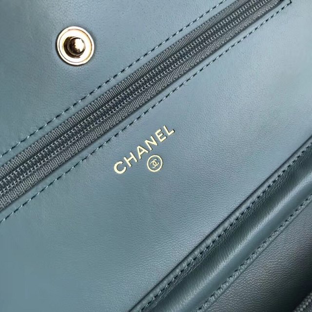 CC original lambskin leather woc chain bag 33814-1 lake blue