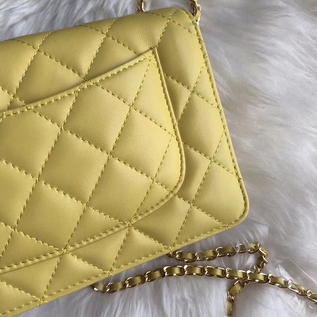 CC original lambskin leather woc chain bag 33814-1 yellow