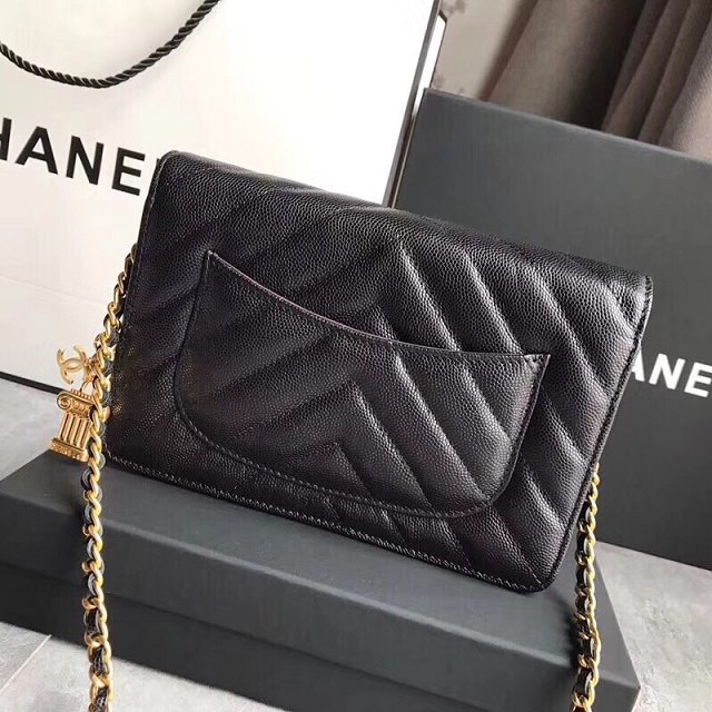 CC original grained calfskin woc chain bag 80983 black