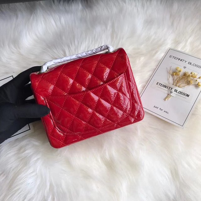 CC original patent calfskin mini flap bag A69906 red