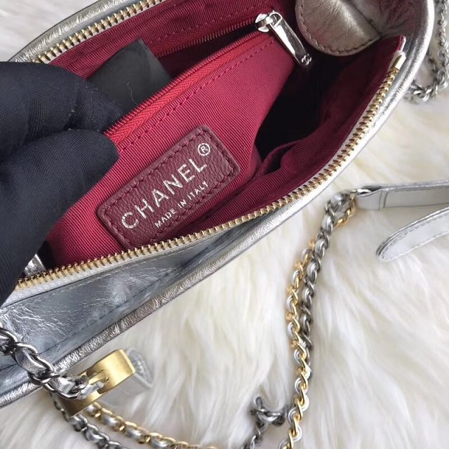 CC original aged calfskin gabrielle small hobo bag A91810 silver