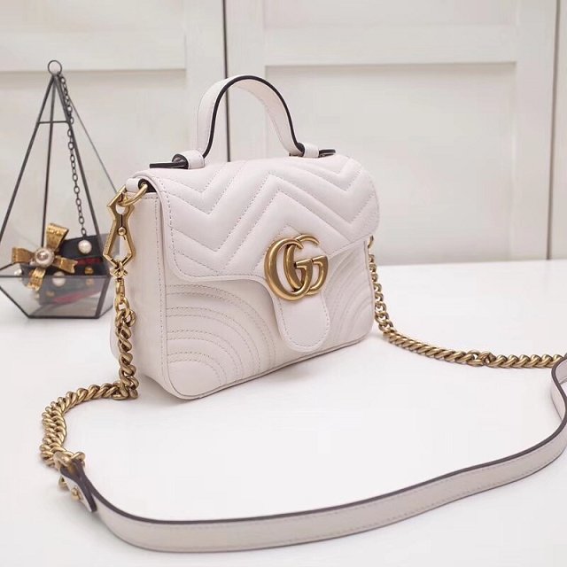 2019 GG marmont original calfskin mini top handle bag 547260 white