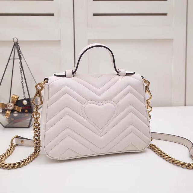 2019 GG marmont original calfskin mini top handle bag 547260 white