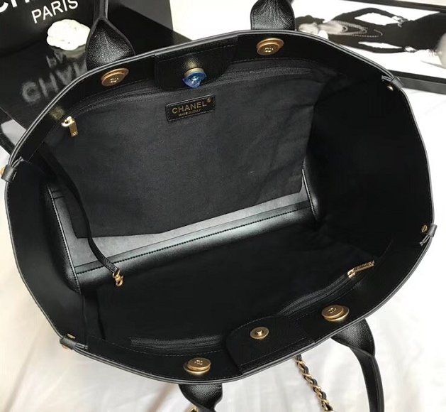 2019 CC original grained calfskin large shopping bag A57067 black 