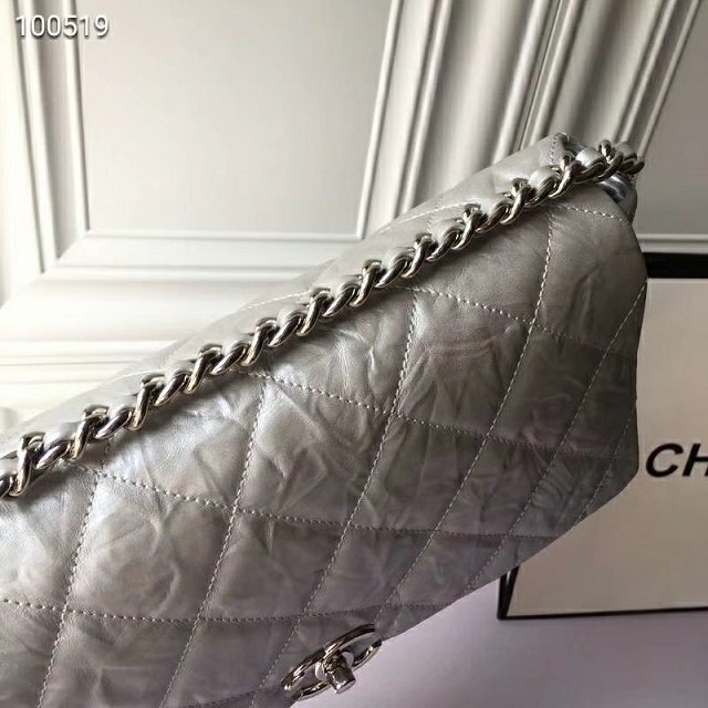 2019 CC original calfskin large flap bag A57085 silver