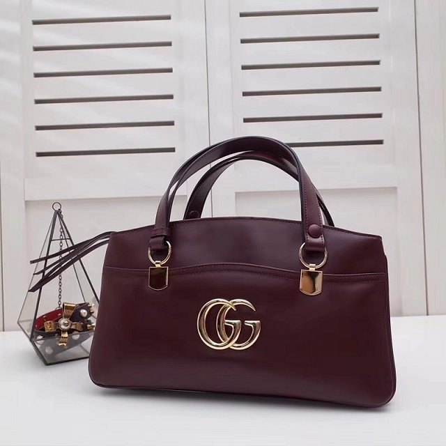 2019 GG original calfskin arli large top handle bag 550130 burgundy