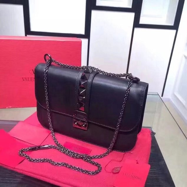 Valentino original calfskin medium chain shoulder bag 0398 black