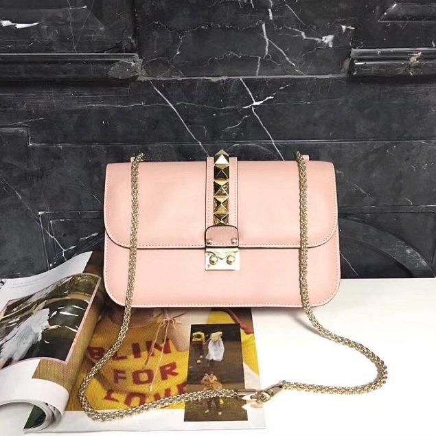 Valentino original calfskin medium chain shoulder bag 0398 pink