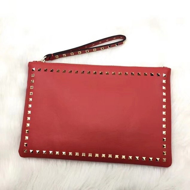 Valentino original calfskin rockstud clutch 0147 red