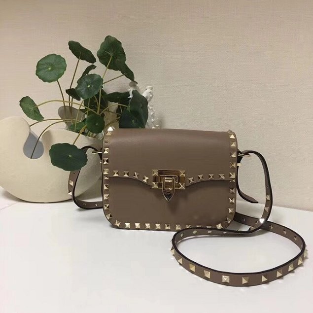 Valentino original calfskin rockstud mini shoulder bag 0124 grey