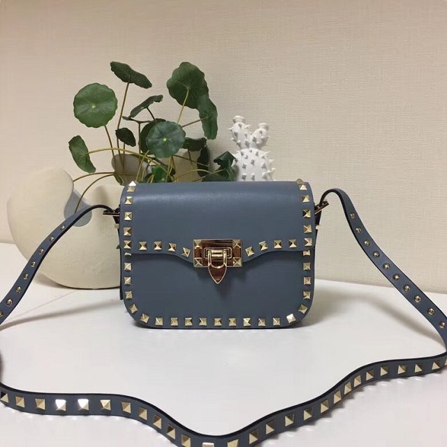 Valentino original calfskin rockstud mini shoulder bag 0124 light blue 