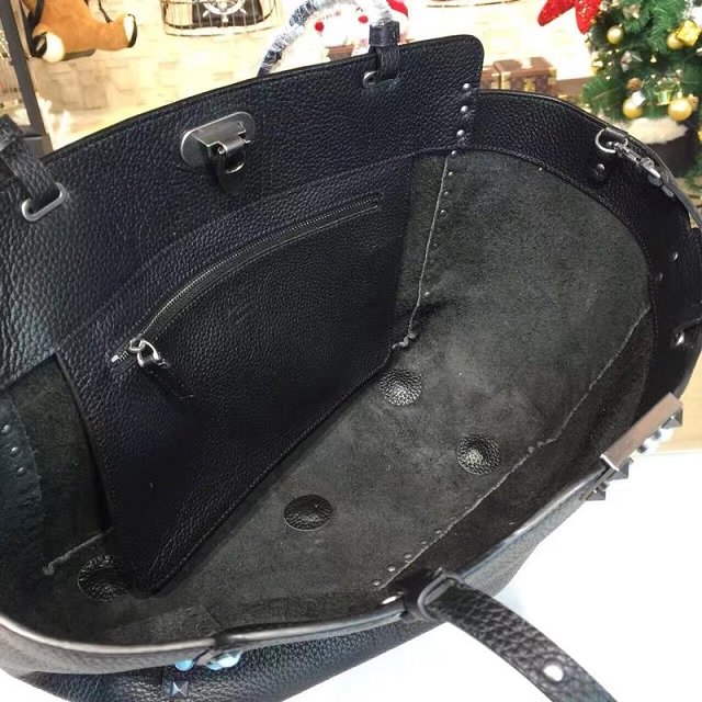 Valentino original calfskin blue-rockstud large tote bag 0970 black