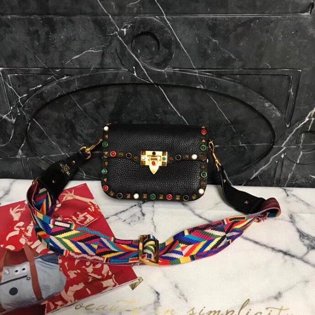 Valentino original calfskin multi-rockstud mini shoulder bag 0124 black