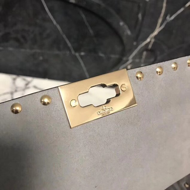 Valentino original lambskin rockstud medium chain bag 0122 light grey