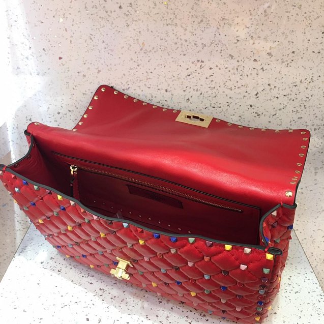 Valentino original lambskin multi-rockstud large chain bag 0121 red