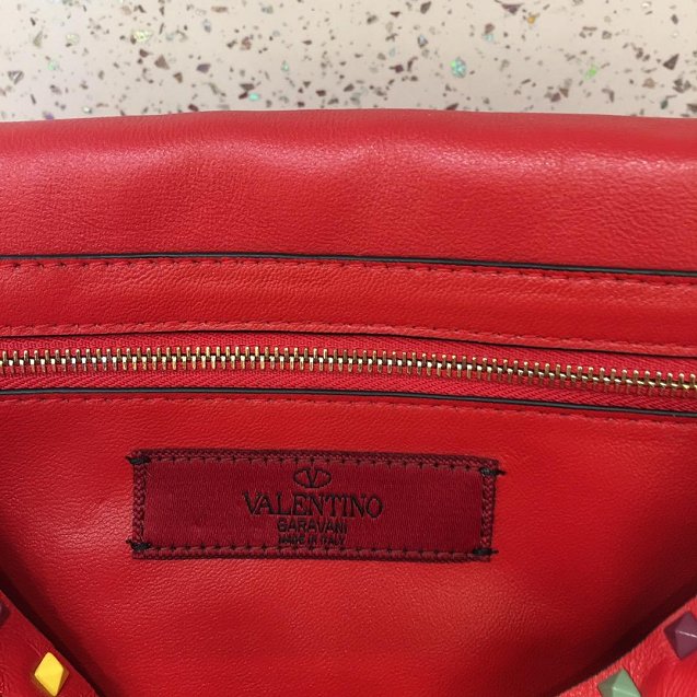 Valentino original lambskin multi-rockstud large chain bag 0121 red