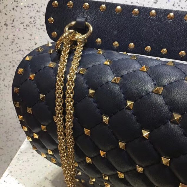 Valentino original lambskin rockstud large chain bag 0121 black