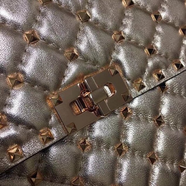 Valentino original lambskin rockstud large chain bag 0121 gold