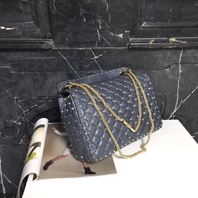Valentino original lambskin rockstud large chain bag 0121 light blue