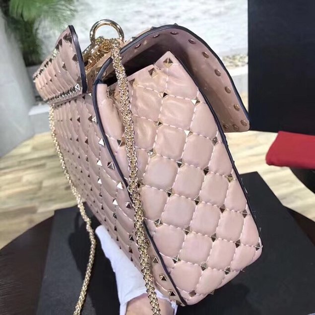 Valentino original lambskin rockstud large chain bag 0121 pink
