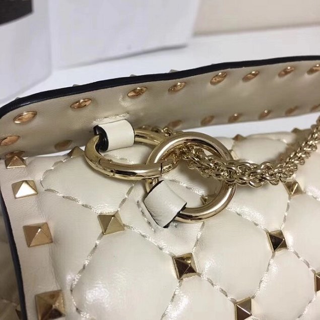 Valentino original lambskin rockstud large chain bag 0121 white