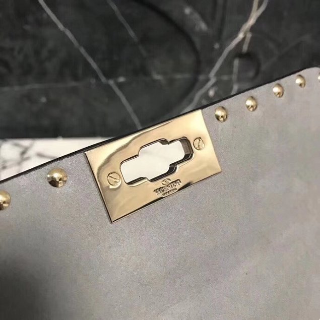 Valentino original lambskin rockstud small chain bag 0123 grey