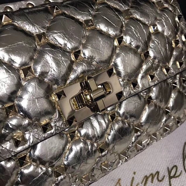 Valentino original lambskin rockstud small chain bag 0123 light gold