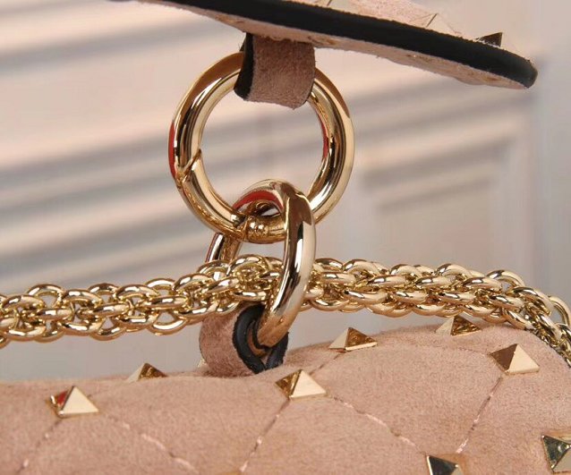Valentino original suede rockstud small chain bag 0123 apricot