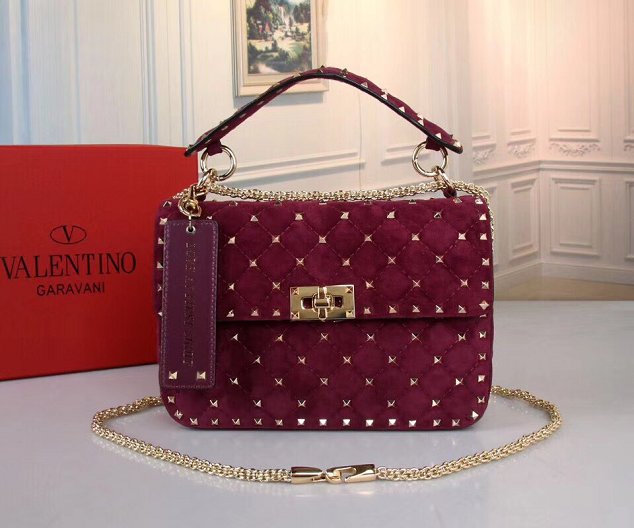 Valentino original suede rockstud small chain bag 0123 purple